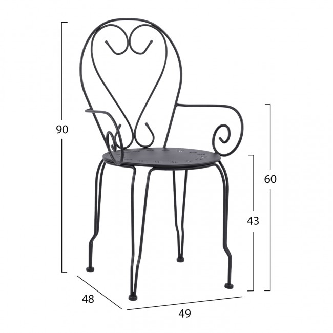 Πολυθρόνα "AMORE" από μέταλλο σε χρώμα μαύρο 49x48x90