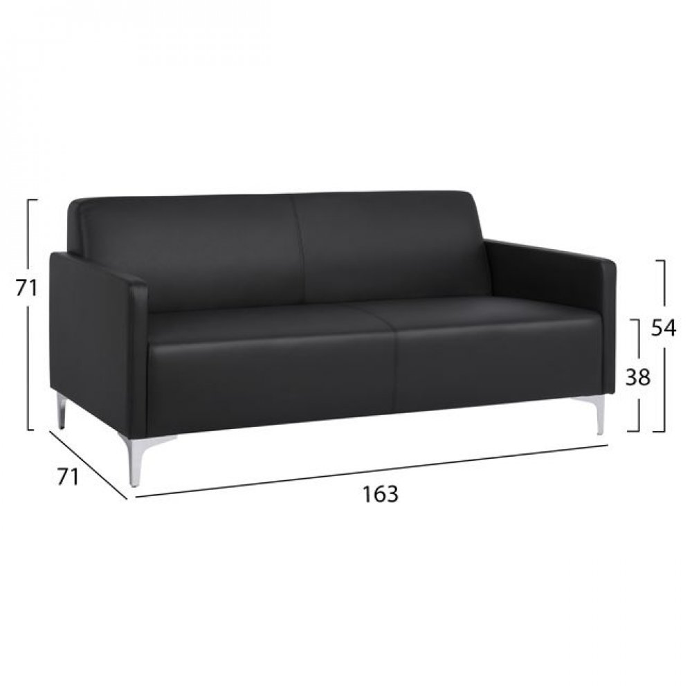 Καναπές "NELLIE" τριθέσιος από pu σε χρώμα μαύρο 163x71x71