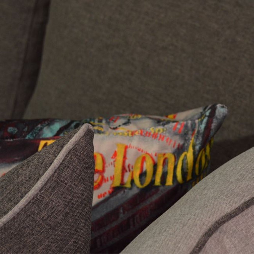 Καναπές γωνία "HOME" από ύφασμα σε χρώμα καφέ 270x220