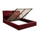 Κρεβάτι "KENDRA" με αποθηκευτικό χώρο από ύφασμα βελούδο σε χρώμα κόκκινο 160x200