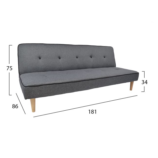 Καναπές κρεβάτι "BELMONT" από ύφασμα σε χρώμα γκρι 181x86x75