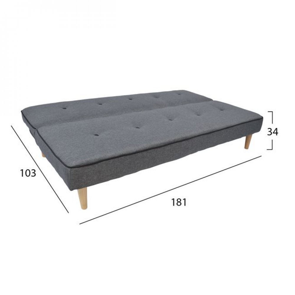 Καναπές κρεβάτι "BELMONT" από ύφασμα σε χρώμα γκρι 181x86x75