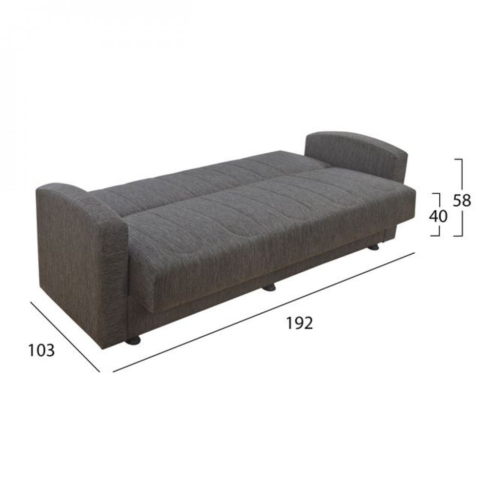 Καναπές κρεβάτι "DIMOS" τριθέσιος από ύφασμα σε χρώμα καφέ 220x77x83