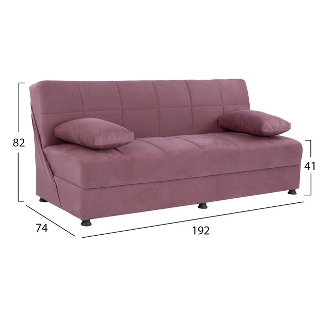 Καναπές κρεβάτι "EGE" τριθέσιος από ύφασμα σε χρώμα σάπιο μήλο 192x74x82