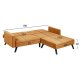 Καναπές γωνιακός-κρεβάτι "LIVIA" από ύφασμα με υποπόδιο σε χρώμα χρυσό 211x87-158x83