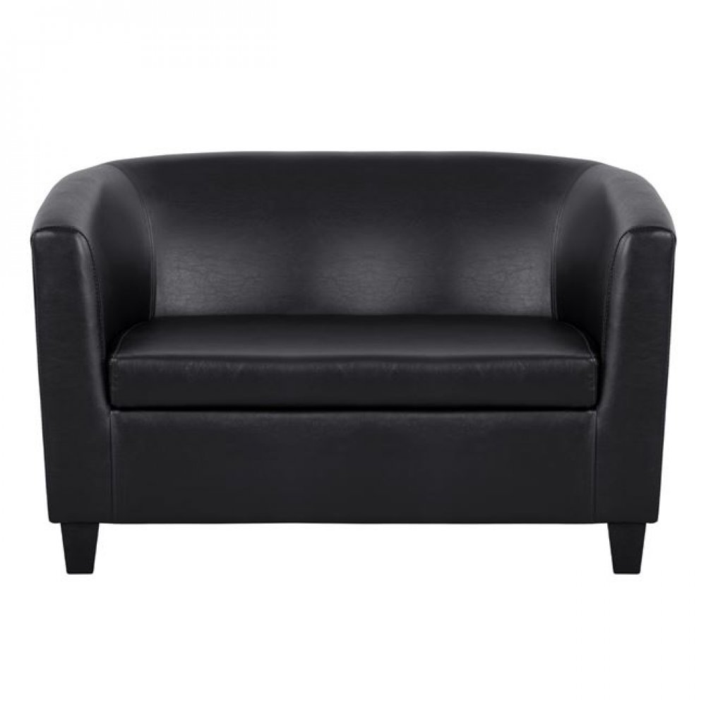Καναπές διθέσιος "PIERRE" από τεχνόδερμα σε χρώμα μαύρο 121x74x79