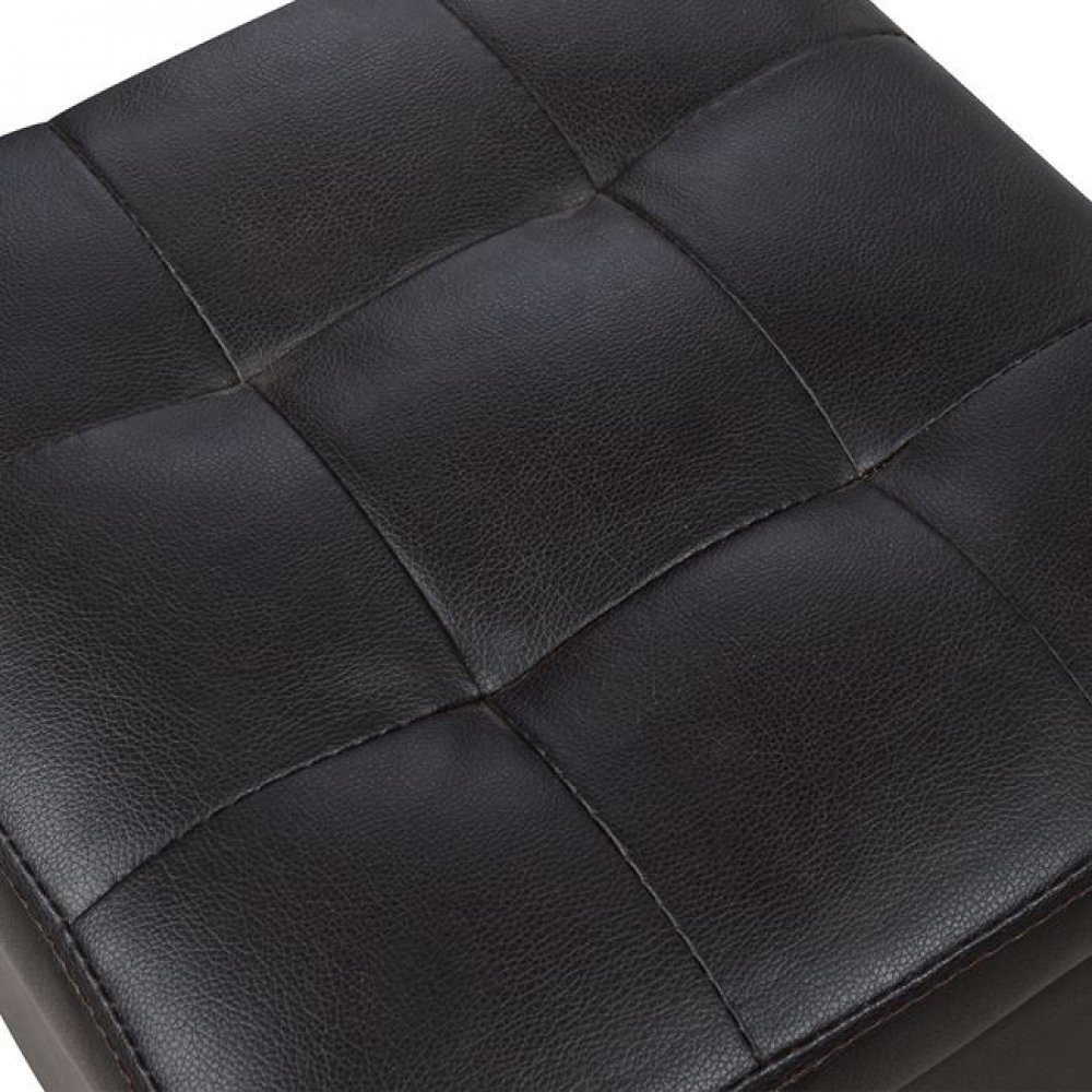 Σκαμπό "CUBE" με αποθηκευτικό χώρο από PU σε χρώμα σκούρο καφέ 36,5x36,5x36