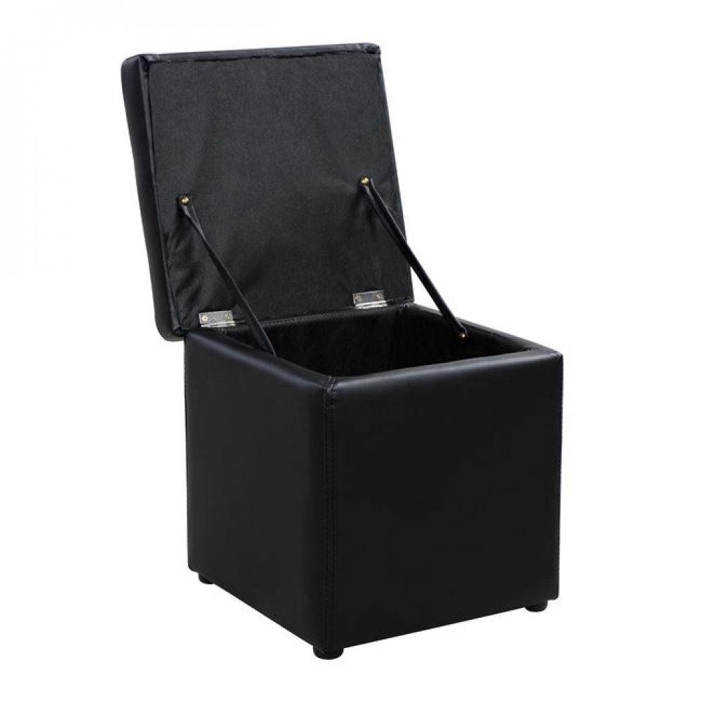 Σκαμπό βοηθητικό "CUBE" με αποθηκευτικό χώρο από PU σε χρώμα μαύρο 36,5x36,5x36