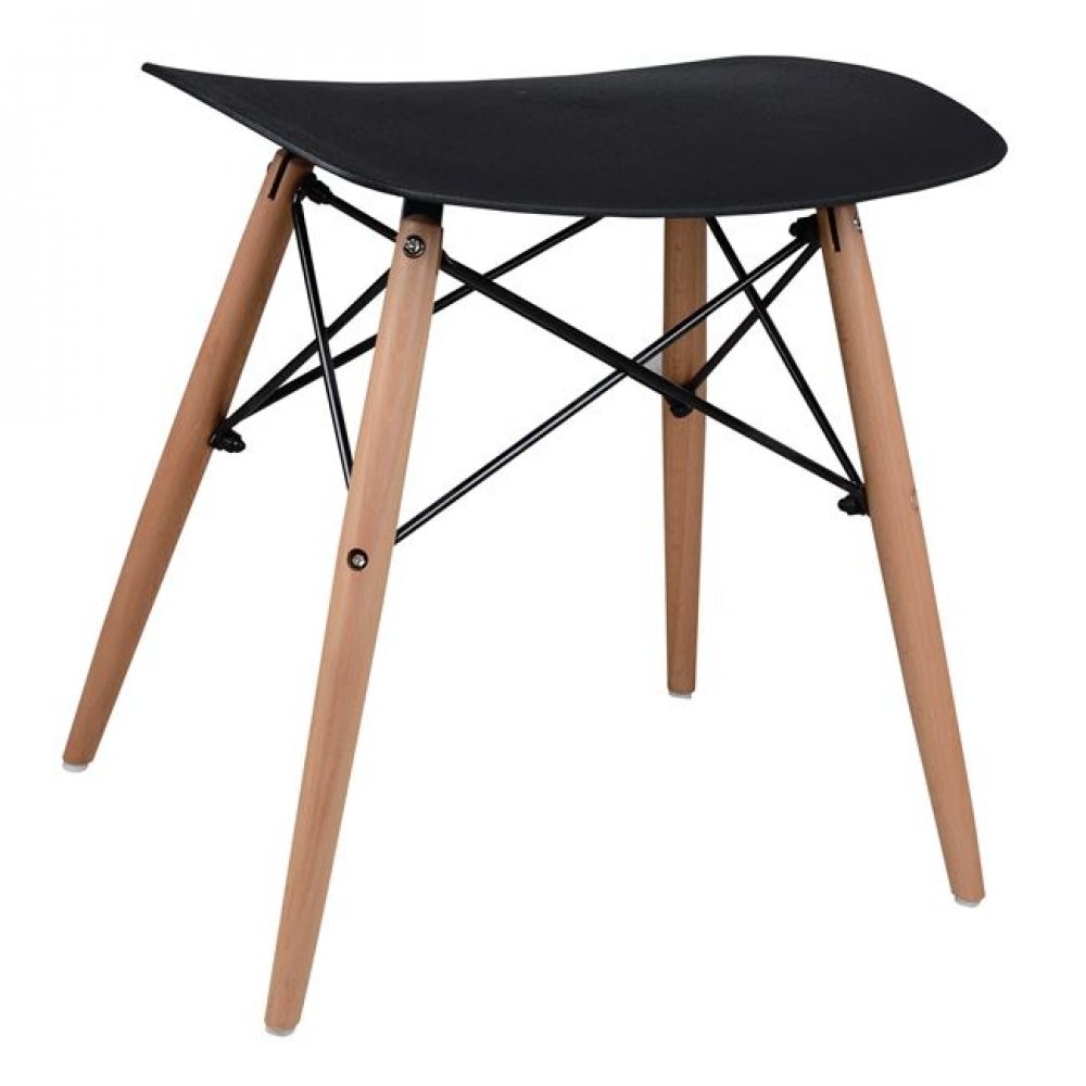 Σκαμπό βοηθητικό "ΤΟΝΙΑ" από ξύλο/PP σε χρώμα φυσικό/μαύρο ματ 47x34,5x46,5