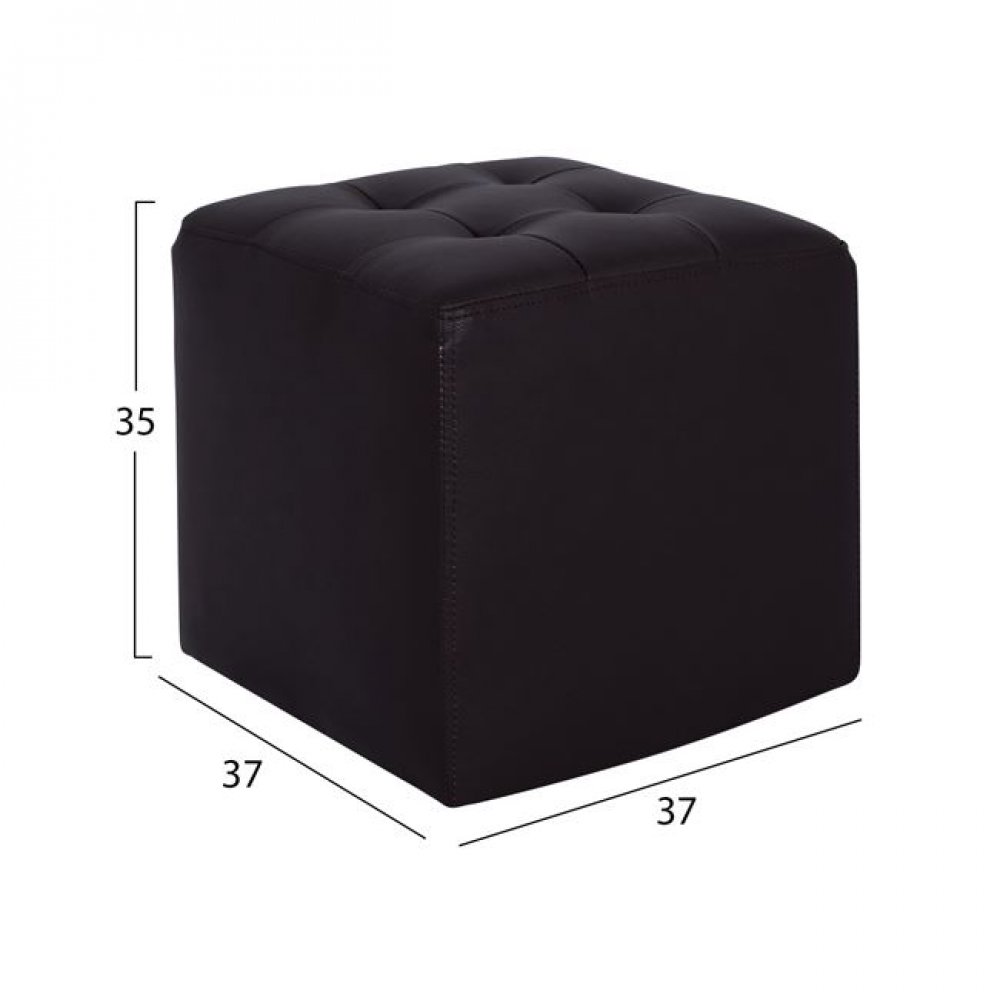 Σκαμπό βοηθητικό "PUNK" από PU σε χρώμα μαύρο ματ 37x37x35