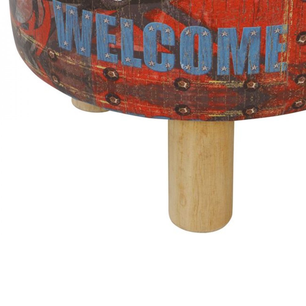 Σκαμπό "MOVIES" βοηθητικό από PU/ξύλο πολύχρωμο Φ30x38