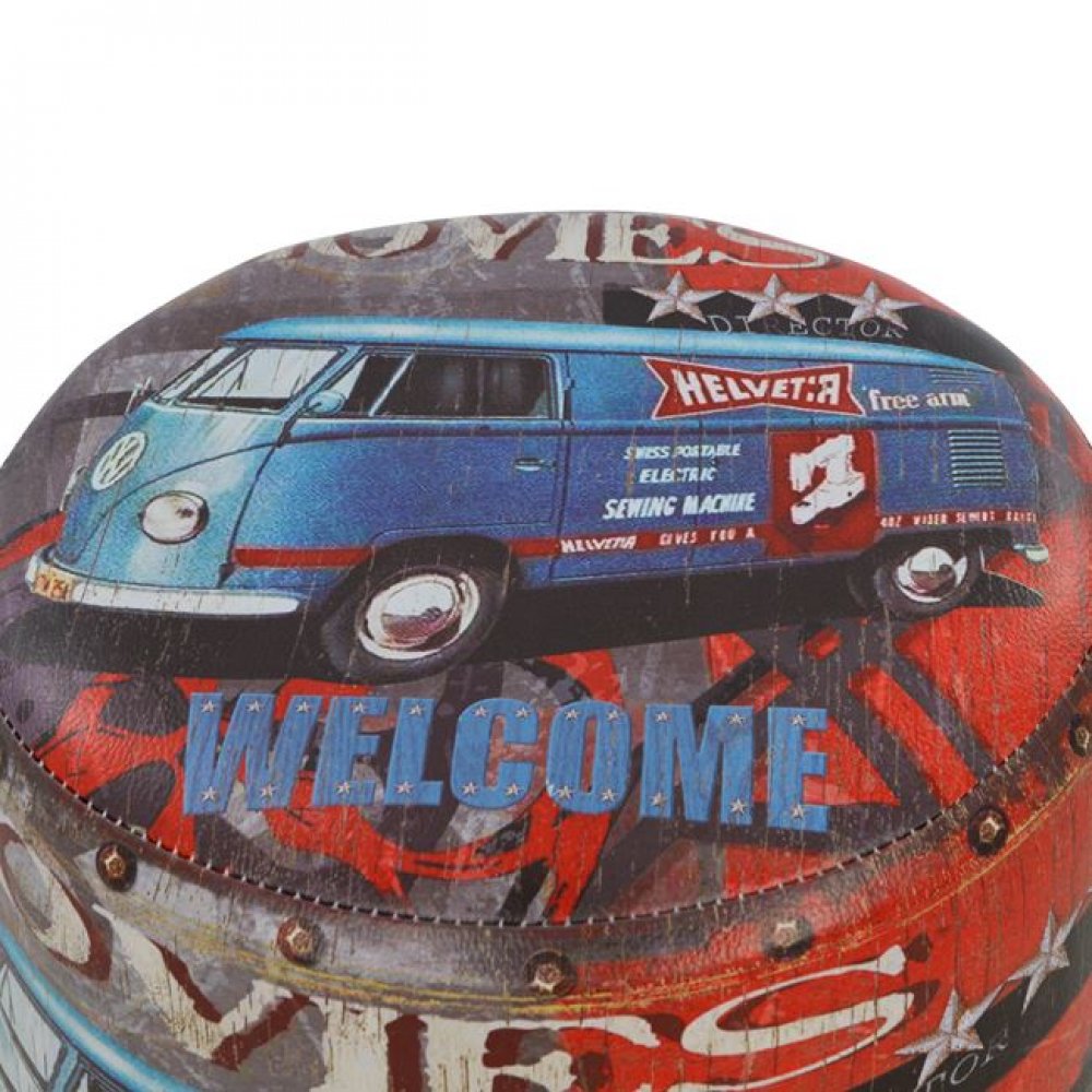 Σκαμπό "MOVIES" βοηθητικό από PU/ξύλο πολύχρωμο Φ30x38