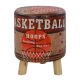 Σκαμπό "BASKETBALL" βοηθητικό από PU/ξύλο πολύχρωμο Φ30x38
