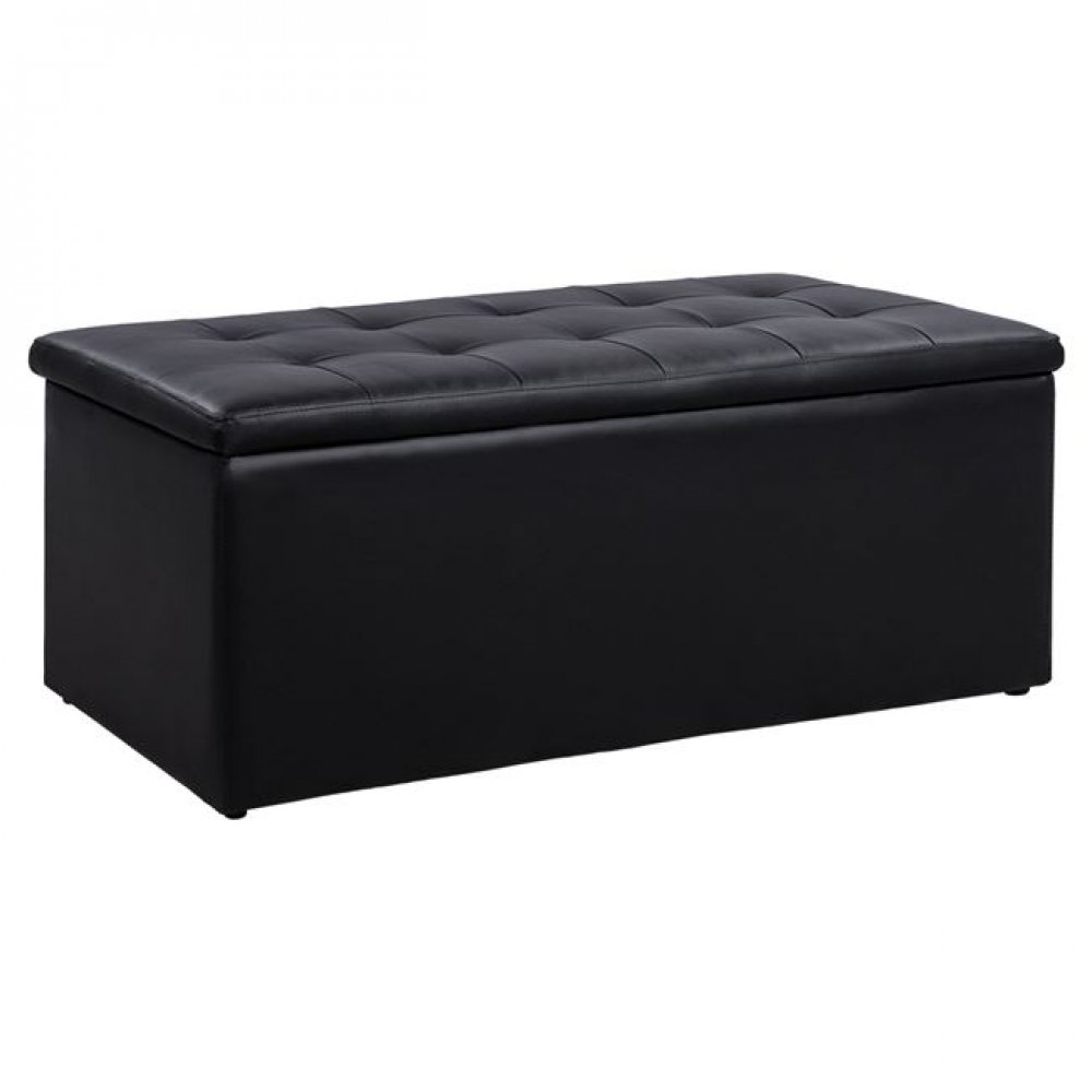 Σκαμπό "TRISCUBE" με αποθηκευτικό χώρο από PU σε χρώμα μαύρο 121x51,5x50