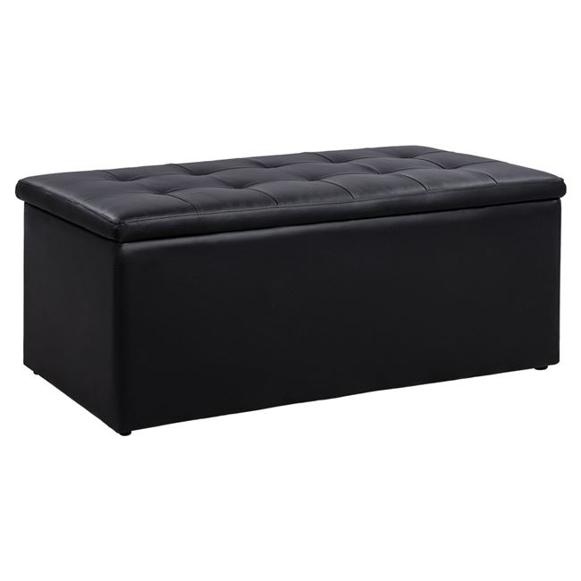 Σκαμπό "TRISCUBE" με αποθηκευτικό χώρο από PU σε χρώμα μαύρο 121x51,5x50