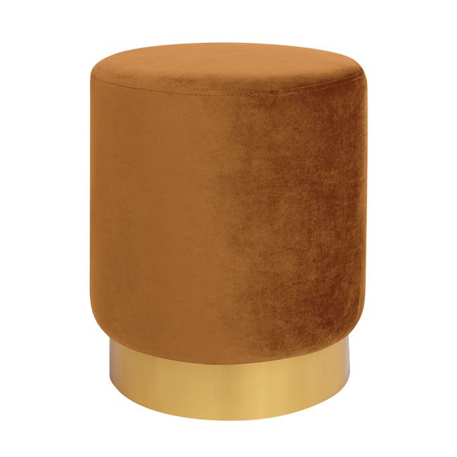 Σκαμπό "LEVY" βοηθητικό από ύφασμα/μέταλλο σε χρώμα χρυσό Φ35x43
