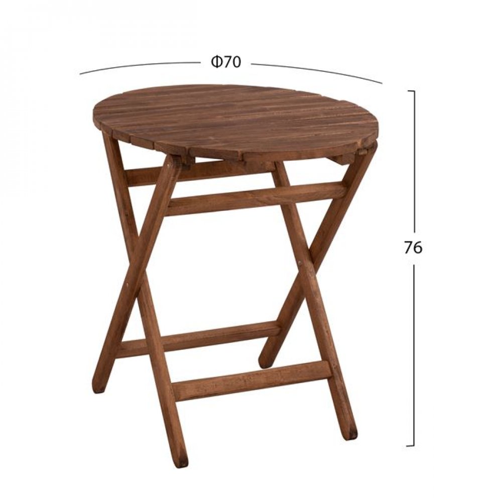 Τραπέζι "ΛΗΜΝΟΣ" πτυσσόμενο από ξύλο σε χρώμα καρυδί Φ70x76