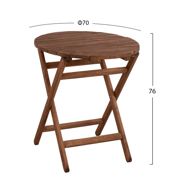Τραπέζι "ΛΗΜΝΟΣ" πτυσσόμενο από ξύλο σε χρώμα καρυδί Φ70x76