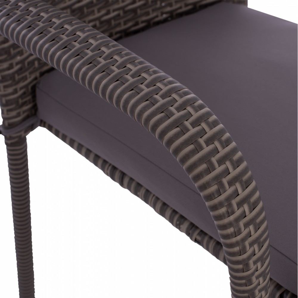 Πολυθρόνα με μαξιλάρι στοιβαζόμενη από μέταλλο/wicker σε χρώμα γκρι 55x64x93,5