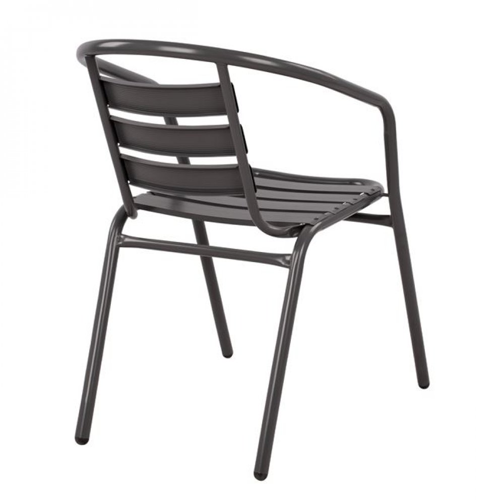 Πολυθρόνα "LAURA" από μέταλλο και φέτες αλουμινίου σε χρώμα γκρι 54x59x73