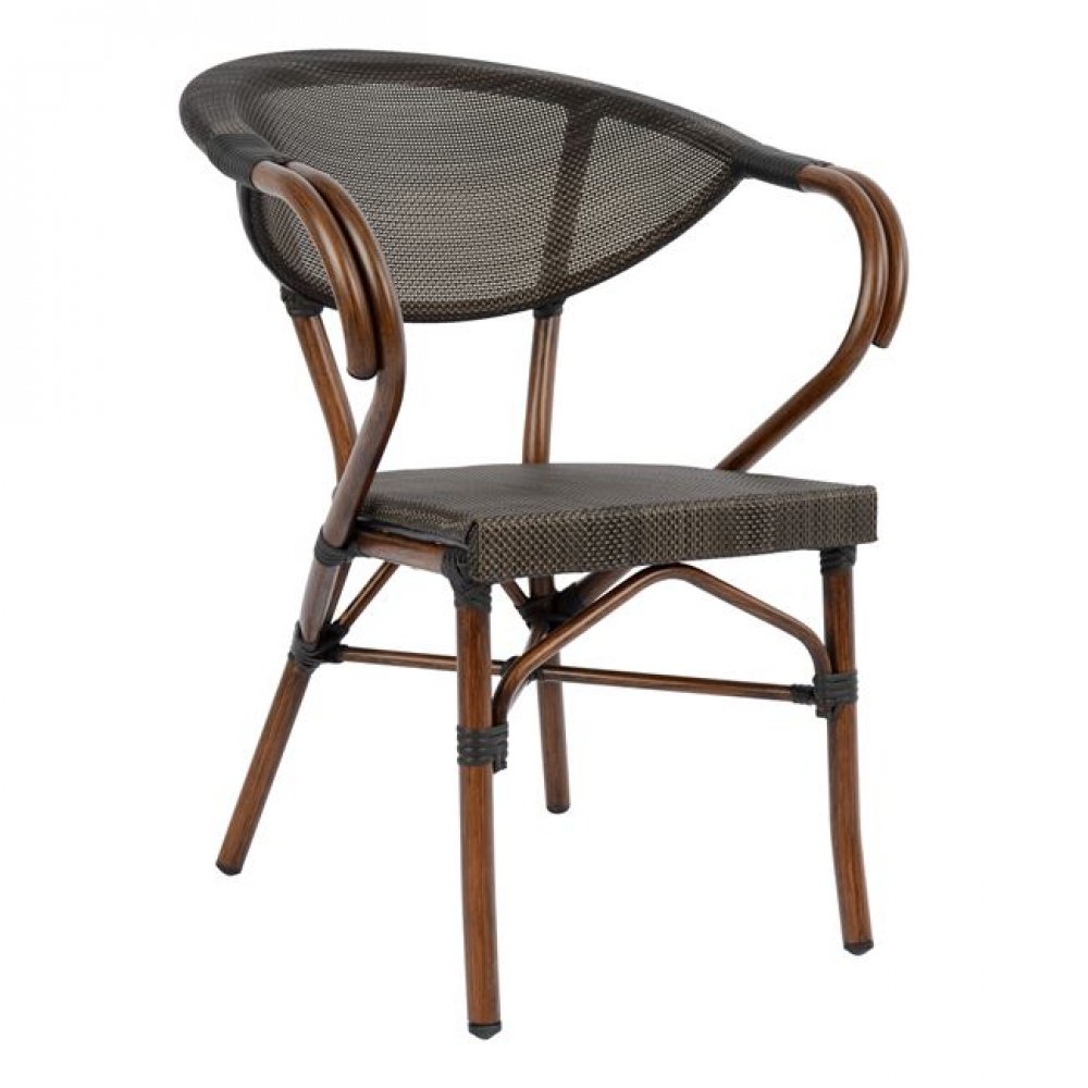 Πολυθρόνα "BAMBOO LOOK" από αλουμίνιο/ύφασμα σε χρώμα καφέ 60,5x59x81