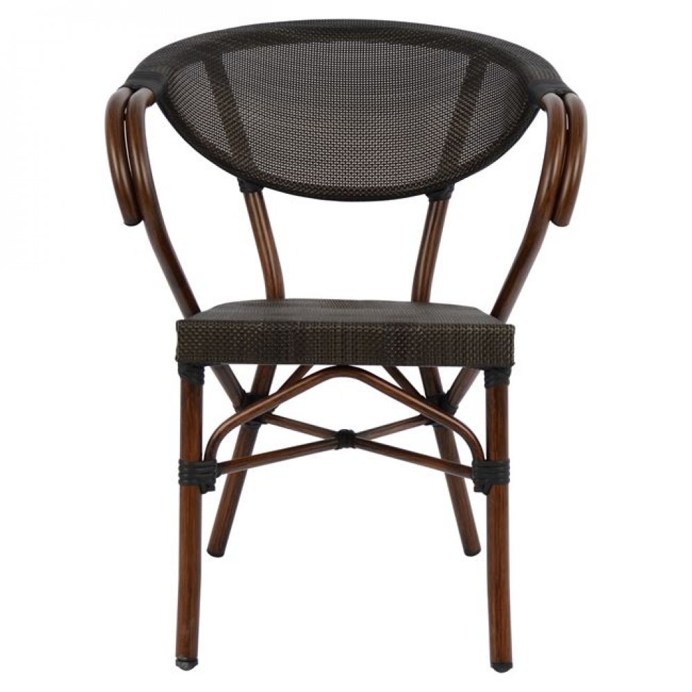 Πολυθρόνα "BAMBOO LOOK" από αλουμίνιο/ύφασμα σε χρώμα καφέ 60,5x59x81