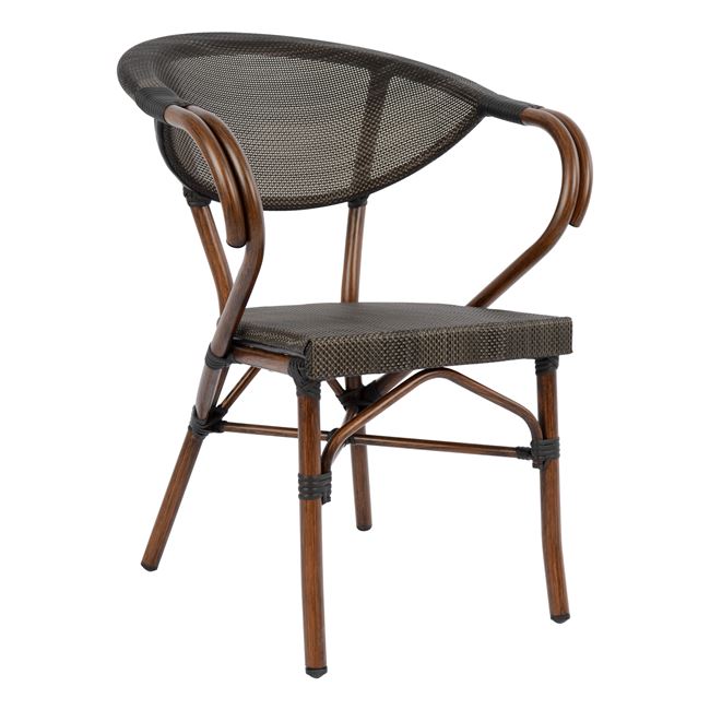 Πολυθρόνα "BAMBOO LOOK" από αλουμίνιο/ύφασμα σε χρώμα καφέ 60,5x59x81