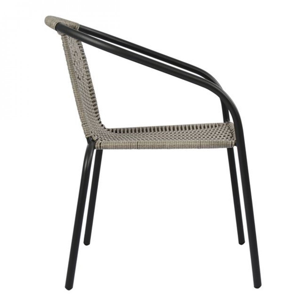 Πολυθρόνα "CAMEL " από μέταλλο/wicker σε χρώμα γκρι 49,5x50x70