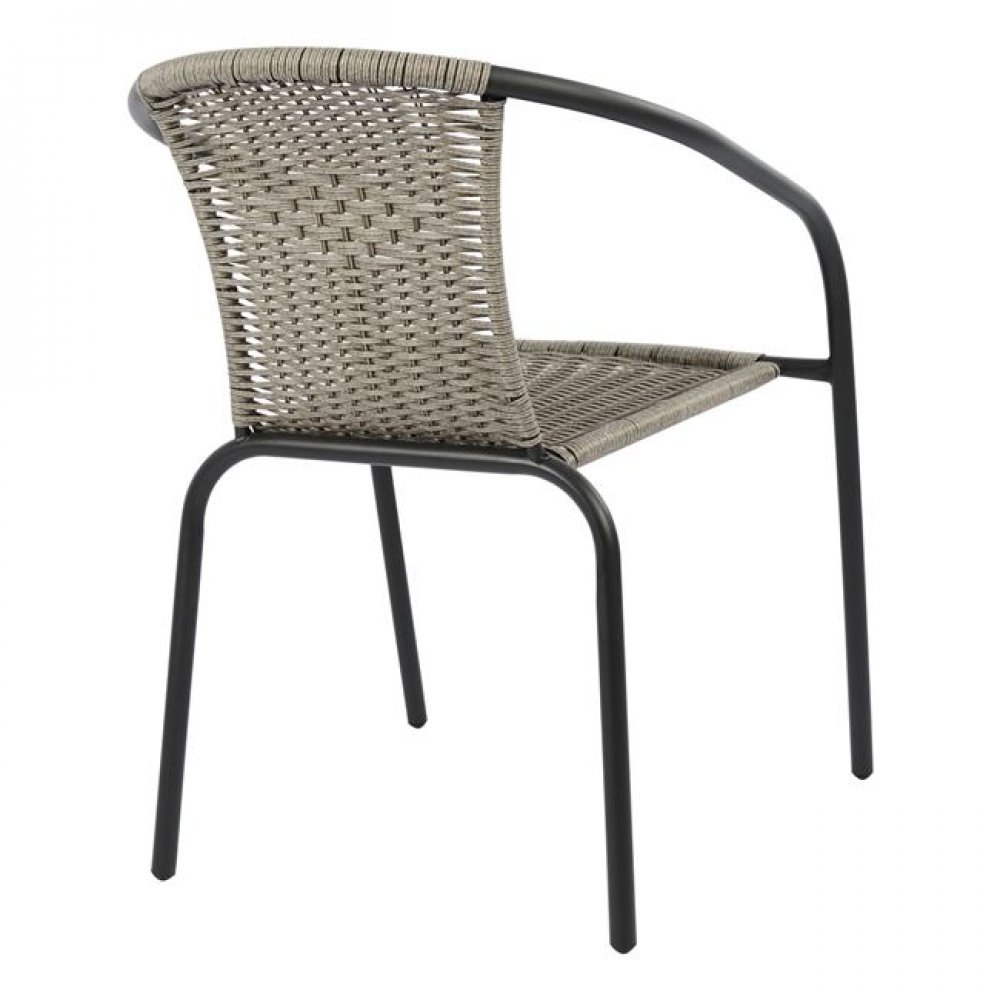 Πολυθρόνα "CAMEL " από μέταλλο/wicker σε χρώμα γκρι 49,5x50x70