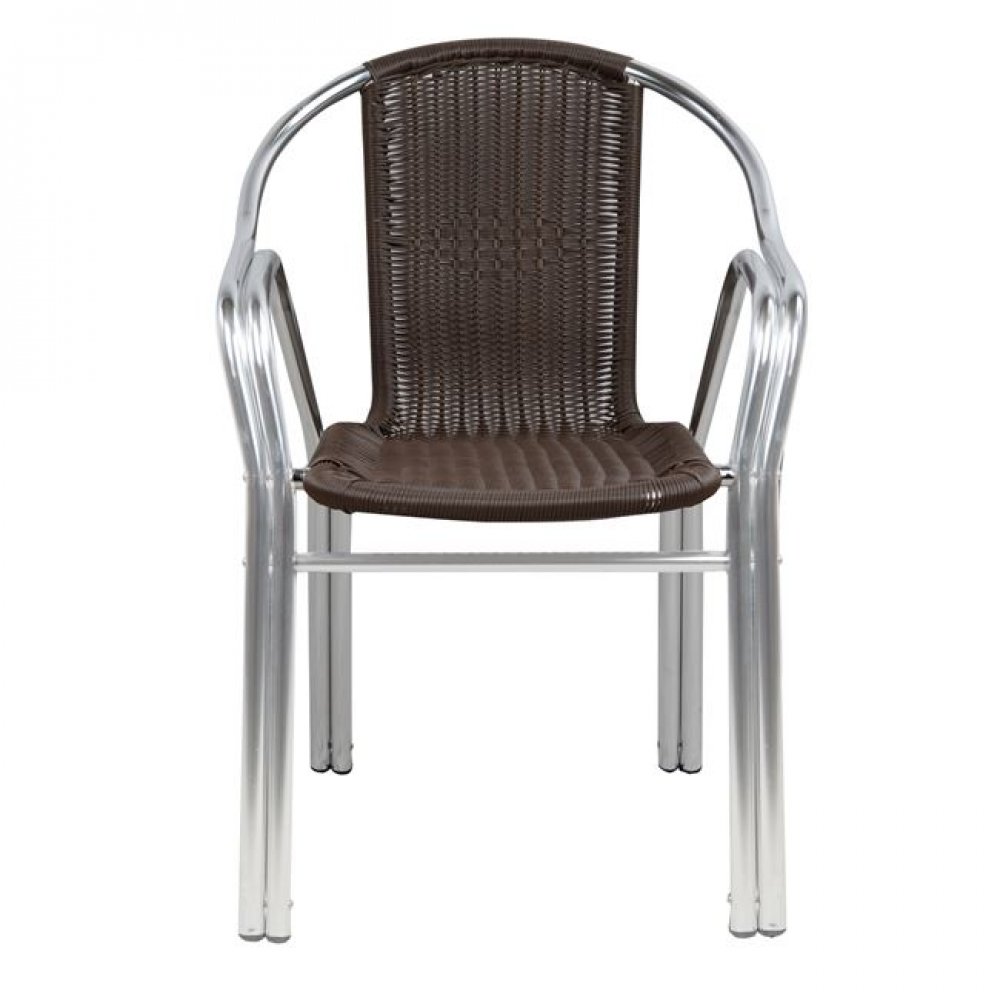 Πολυθρόνα "NOEL" από αλουμίνιο/rattan σε χρώμα καφέ 56x60x75