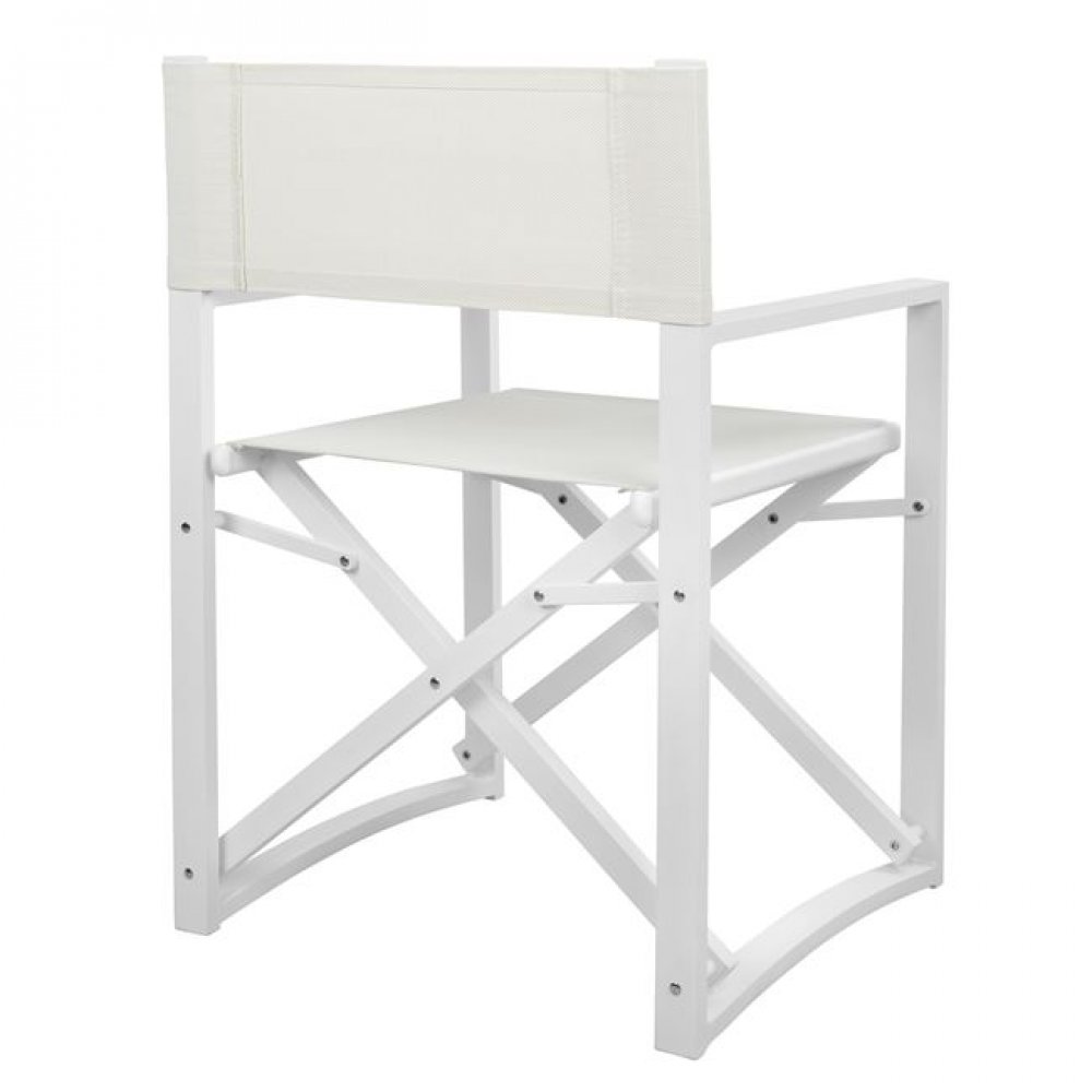 Πολυθρόνα σκηνοθέτη από αλουμίνιο/ύφασμα σε χρώμα λευκό 57x48,5x85.5