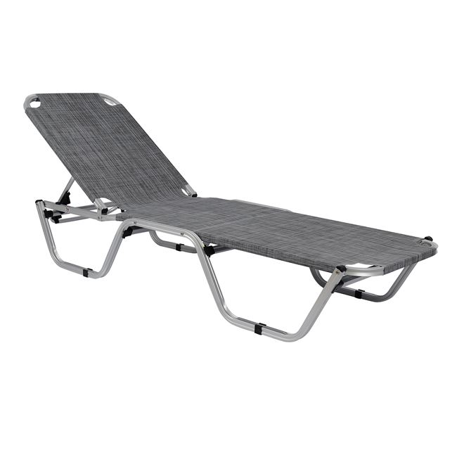 Ξαπλώστρα επαγγελματική αλουμινίου-textilene σε γκρι χρώμα 60x190x30