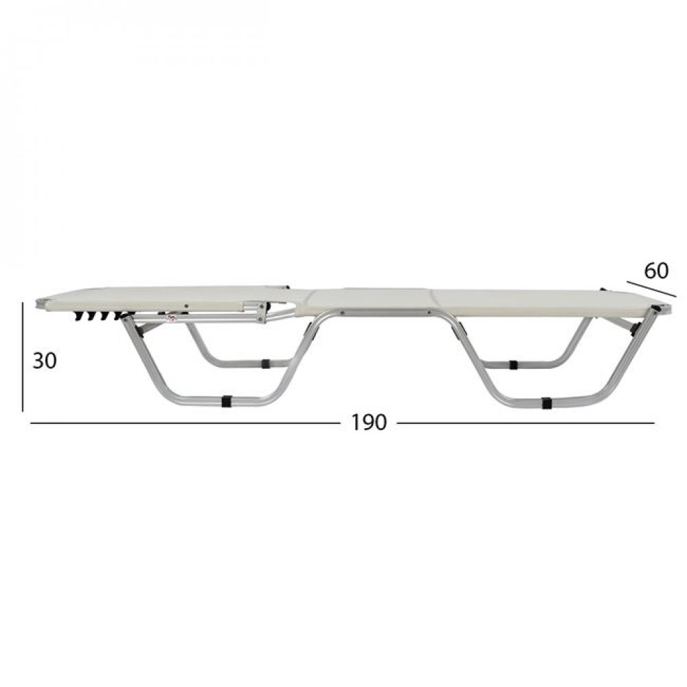 Ξαπλώστρα επαγγελματική αλουμινίου-textilene σε εκρού χρώμα 60x190x30