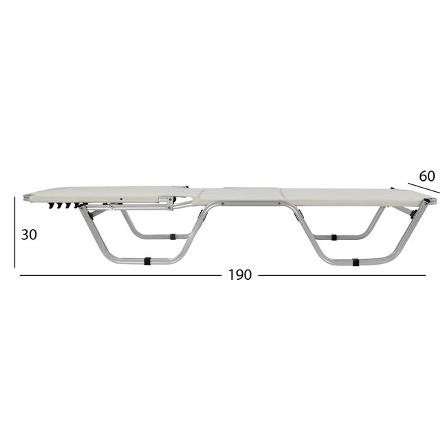 Ξαπλώστρα επαγγελματική αλουμινίου-textilene σε εκρού χρώμα 60x190x30