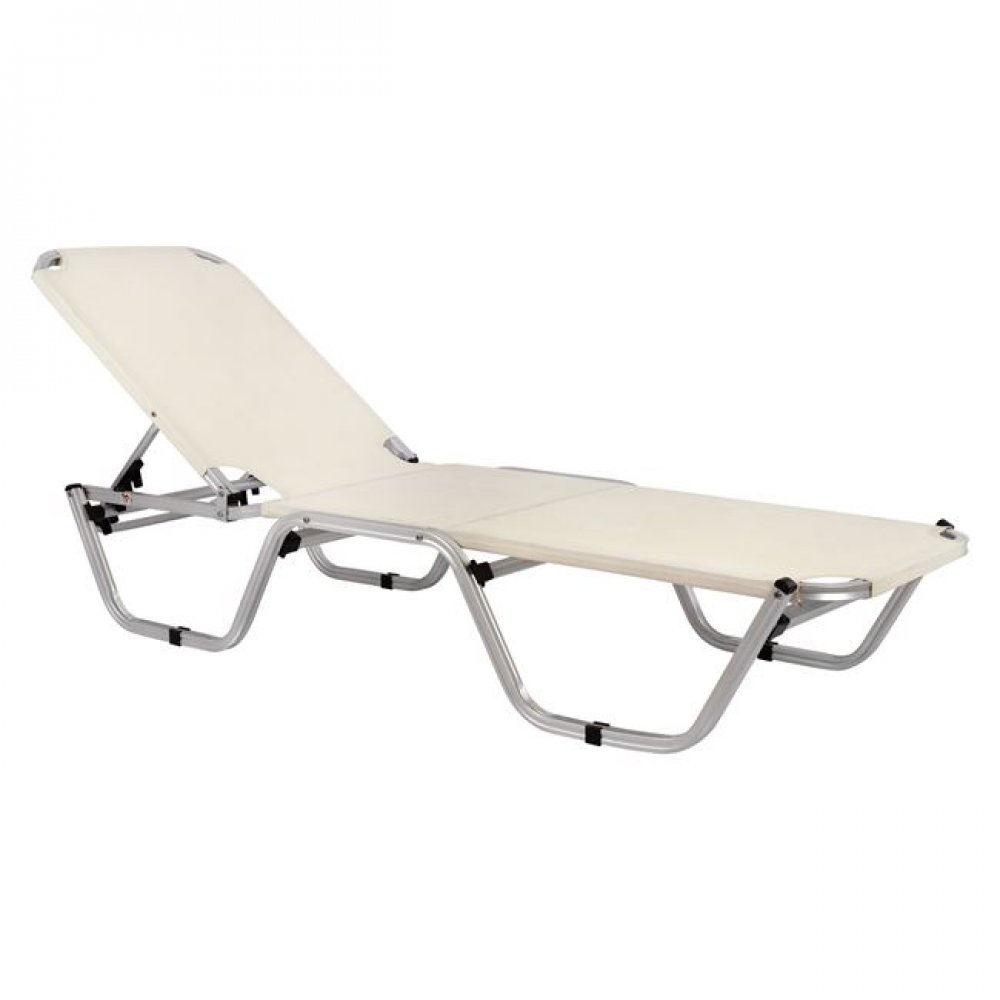 Ξαπλώστρα επαγγελματική αλουμινίου-textilene σε εκρού χρώμα 60x190x30