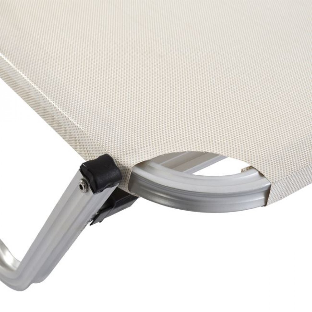 Ξαπλώστρα επαγγελματική αλουμινίου-textilene σε εκρού χρώμα 60x190x30