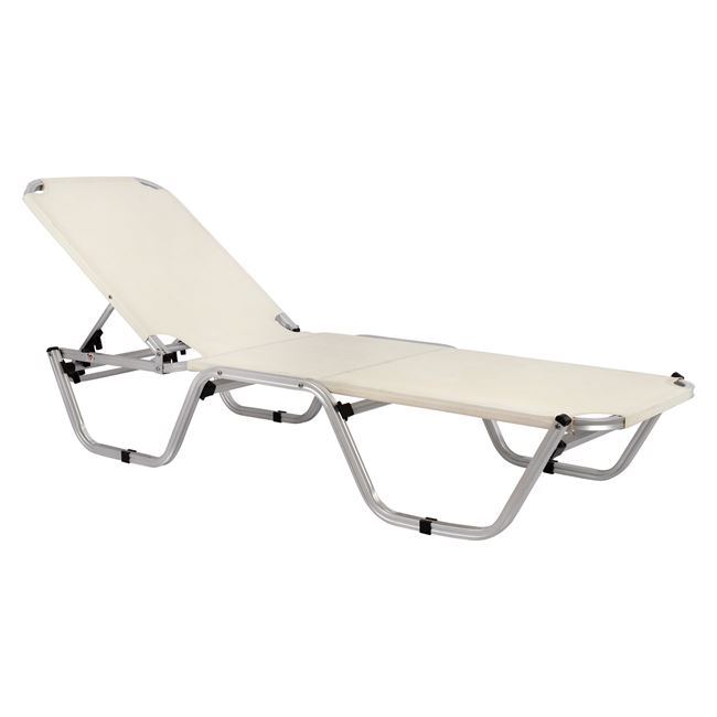 Ξαπλώστρα επαγγελματική αλουμινίου-textilene σε εκρού χρώμα 60x190x30