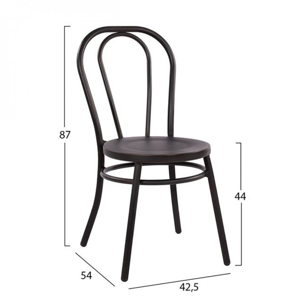 Καρέκλα "ΒΙΕΝΝΗΣ" αλουμινίου σε μαύρη rusty απόχρωση 42,5x54x87
