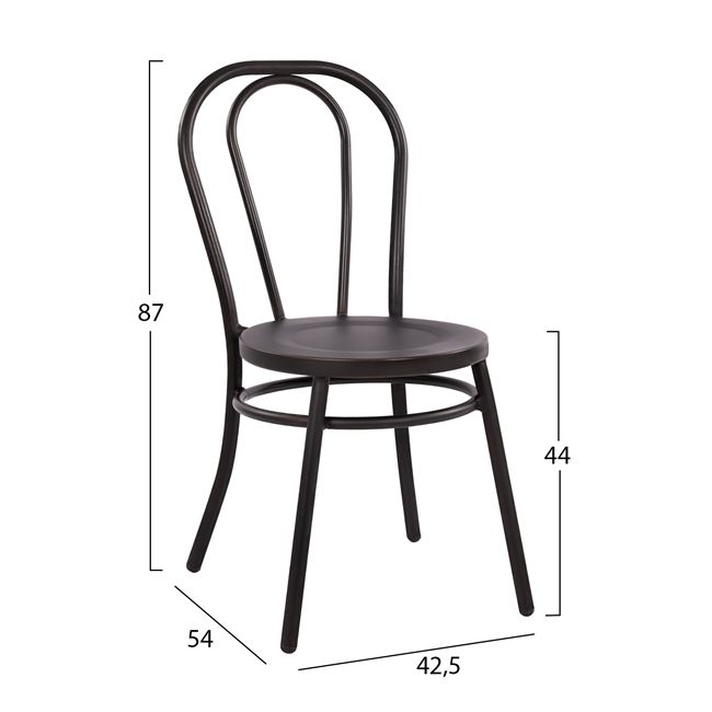 Καρέκλα "ΒΙΕΝΝΗΣ" αλουμινίου σε μαύρη rusty απόχρωση 42,5x54x87