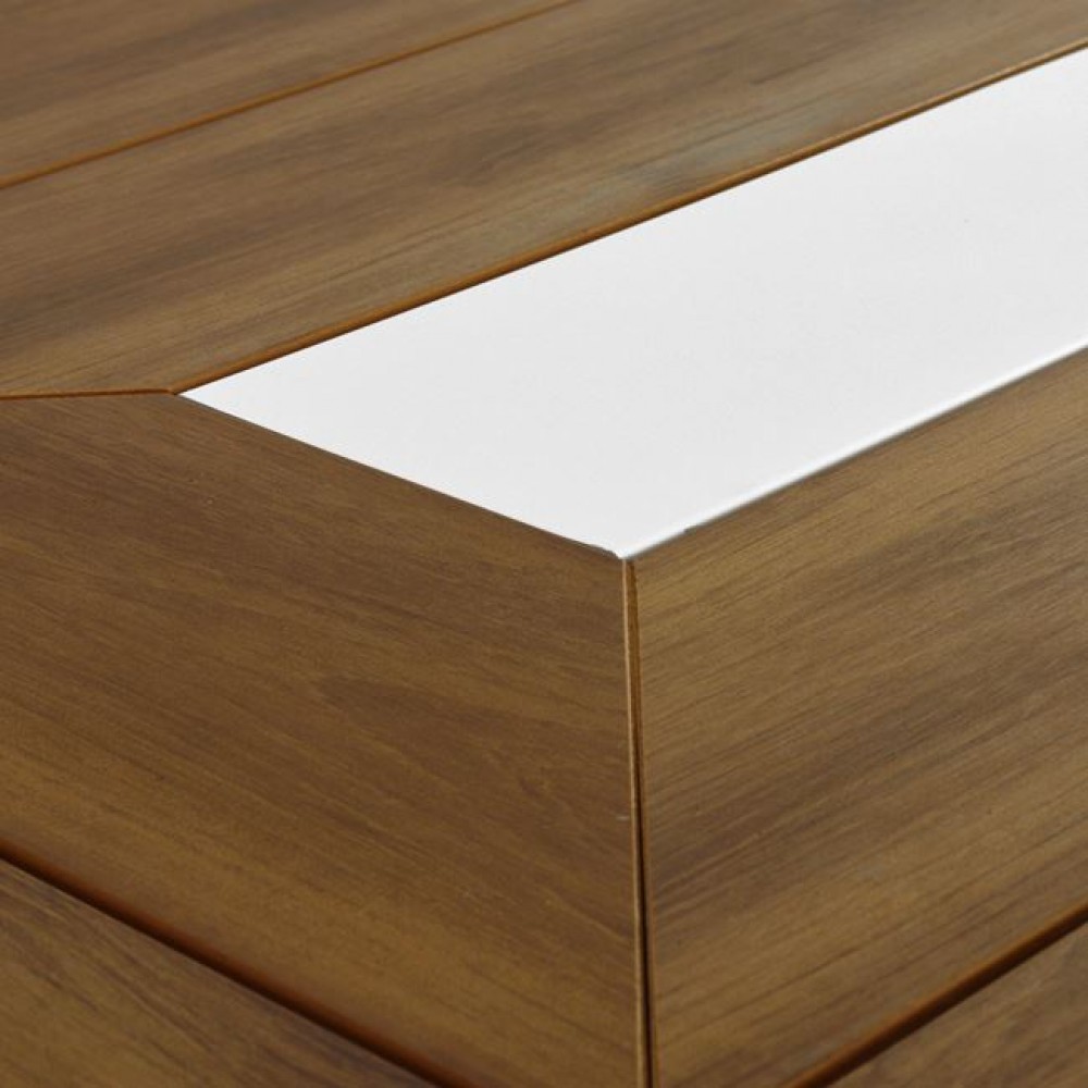 Σετ τραπεζαρίας 7 τμχ αλουμινίου/polywood σε χρώμα λευκό/φυσικό 200x100x75