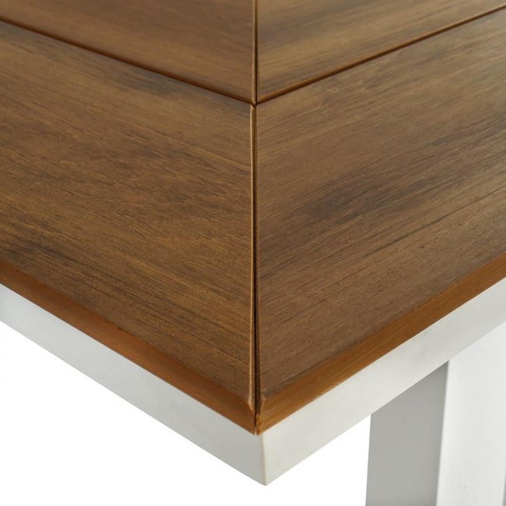 Σετ τραπεζαρίας 7 τμχ αλουμινίου/polywood σε χρώμα λευκό/φυσικό 200x100x75