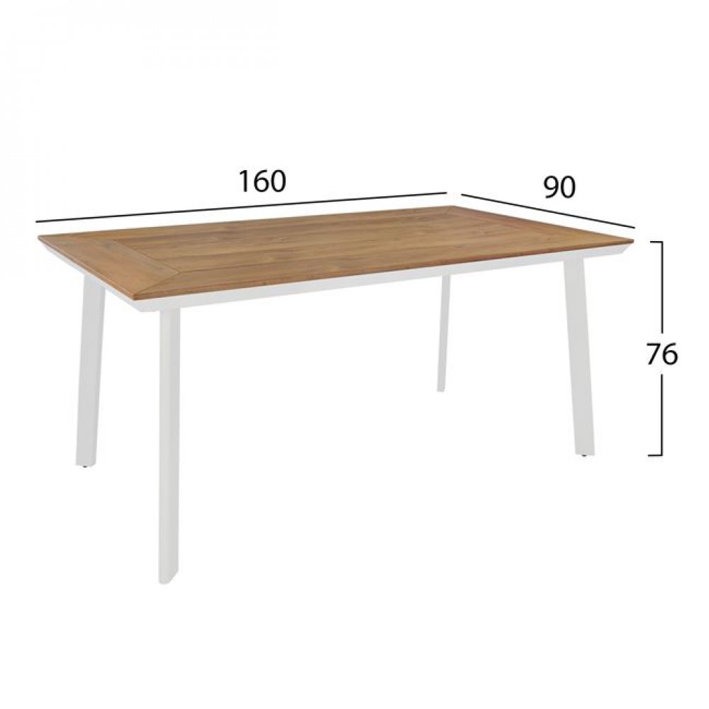 Σετ τραπεζαρίας 7 τμχ αλουμινίου/polywood σε χρώμα λευκό 160x90x76