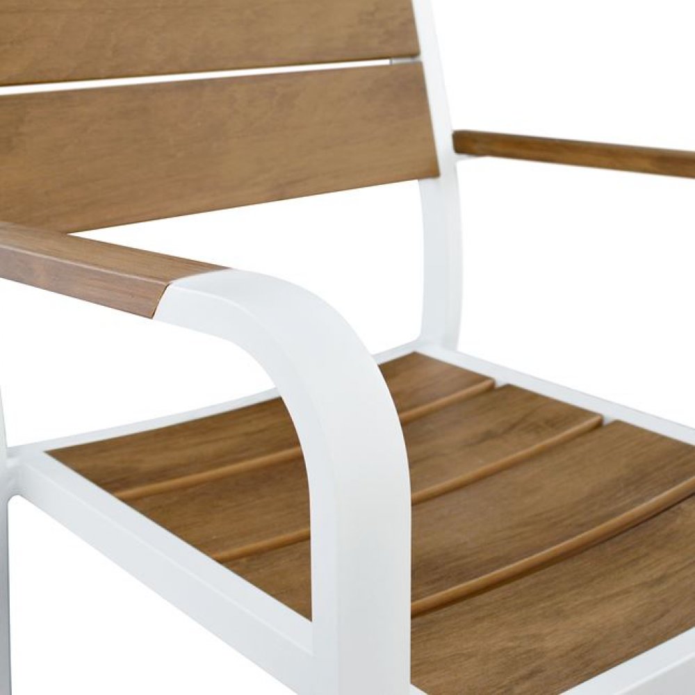 Σετ τραπεζαρίας 7 τμχ αλουμινίου/polywood σε χρώμα λευκό 160x90x76