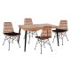 Σετ τραπεζαρίας 5 τμχ "ALLEGRA" από μέταλλο/wicker σε χρώμα μπεζ/μαύρο 140x80x78