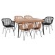 Σετ τραπεζαρίας 7 τμχ "ALLEGRA" από μέταλλο/wicker σε χρώμα μπεζ/μαύρο 160x90x78