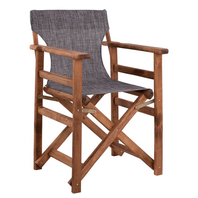 Πολυθρόνα σκηνοθέτη "ΛΗΜΝΟΣ" από ξύλο/textilene σε χρώμα καρυδί/γκρι 57x54x88,5