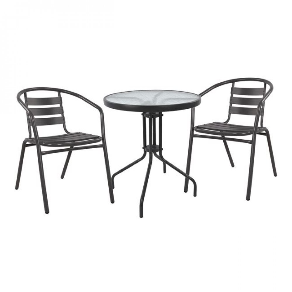 Σετ κήπου 3 τμχ "LIMA/LAURA" από μέταλλο σε χρώμα γκρι Φ60x70