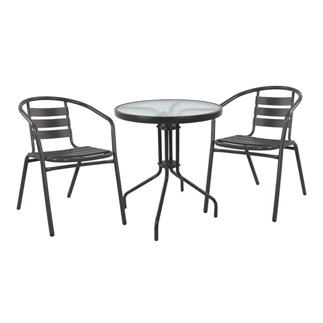 Σετ κήπου 3 τμχ "LIMA/LAURA" από μέταλλο σε χρώμα γκρι Φ60x70