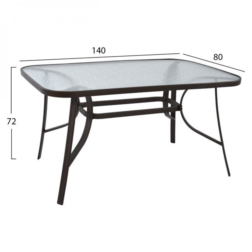 Σετ τραπεζαρίας 5 τμχ από μέταλλο/γυαλί σε χρώμα καφέ 140x80x72