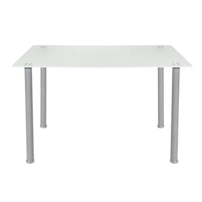Τραπέζι "ALAN" από γυαλί /μέταλλο σε ημιδιάφανο/γκρι χρώμα 120x70x75